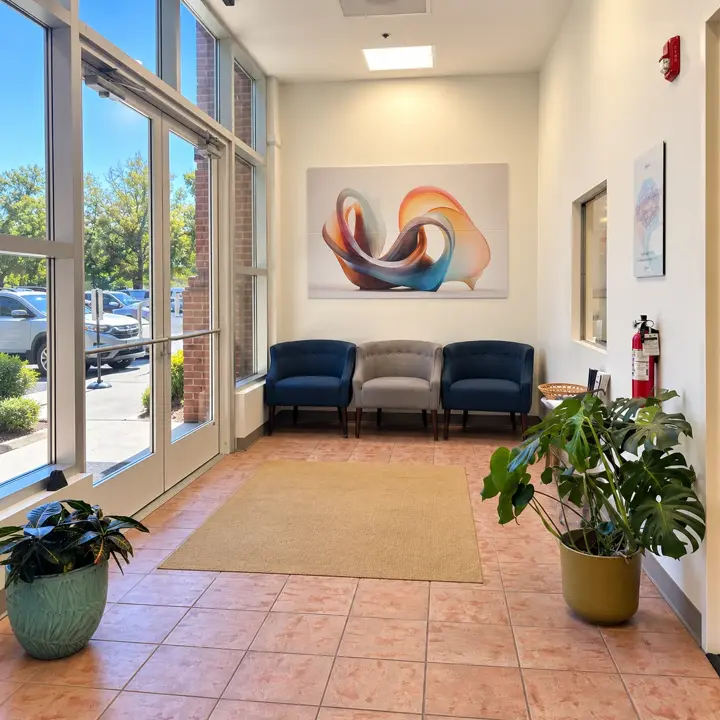 Playdate Speech Therapy office waiting area in Charlotte, North Carolina